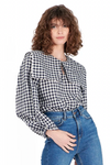 Mabel Gingham Top- Navy/Ivory