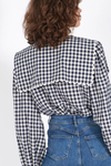 Mabel Gingham Top- Navy/Ivory