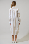 Jordy Striped Shirt Midi Dress- Tan/White