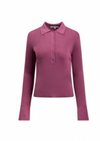 Cora Ribbed Polo Pullover- Mulberry