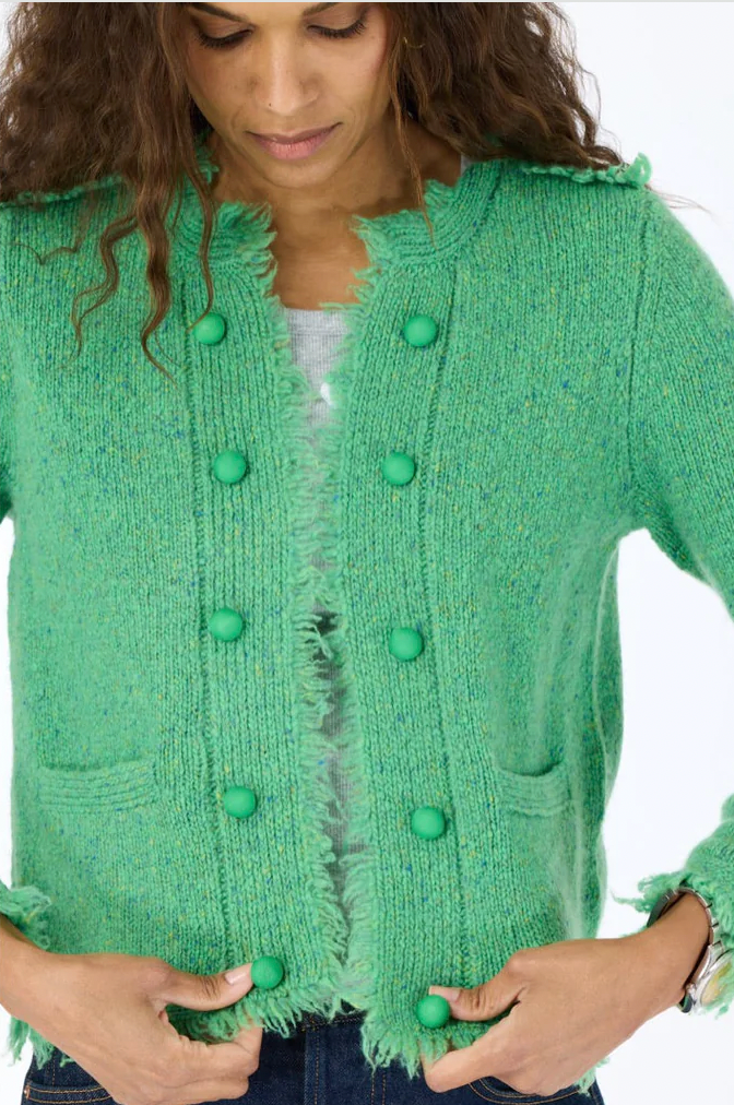Fringe Beau-lero Cardigan- Grass Green
