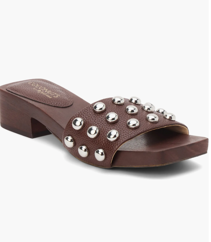 Fiora Studded Slide Sandal-Choco