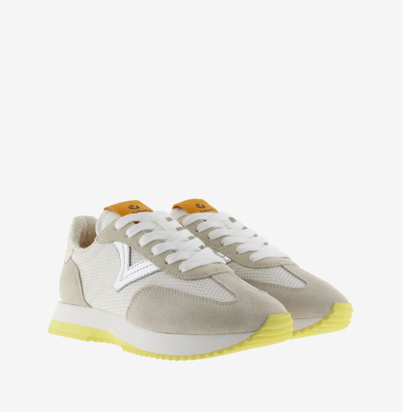 Victoria Cosmos Nylon and Suede Sneaker- Beige Metallic