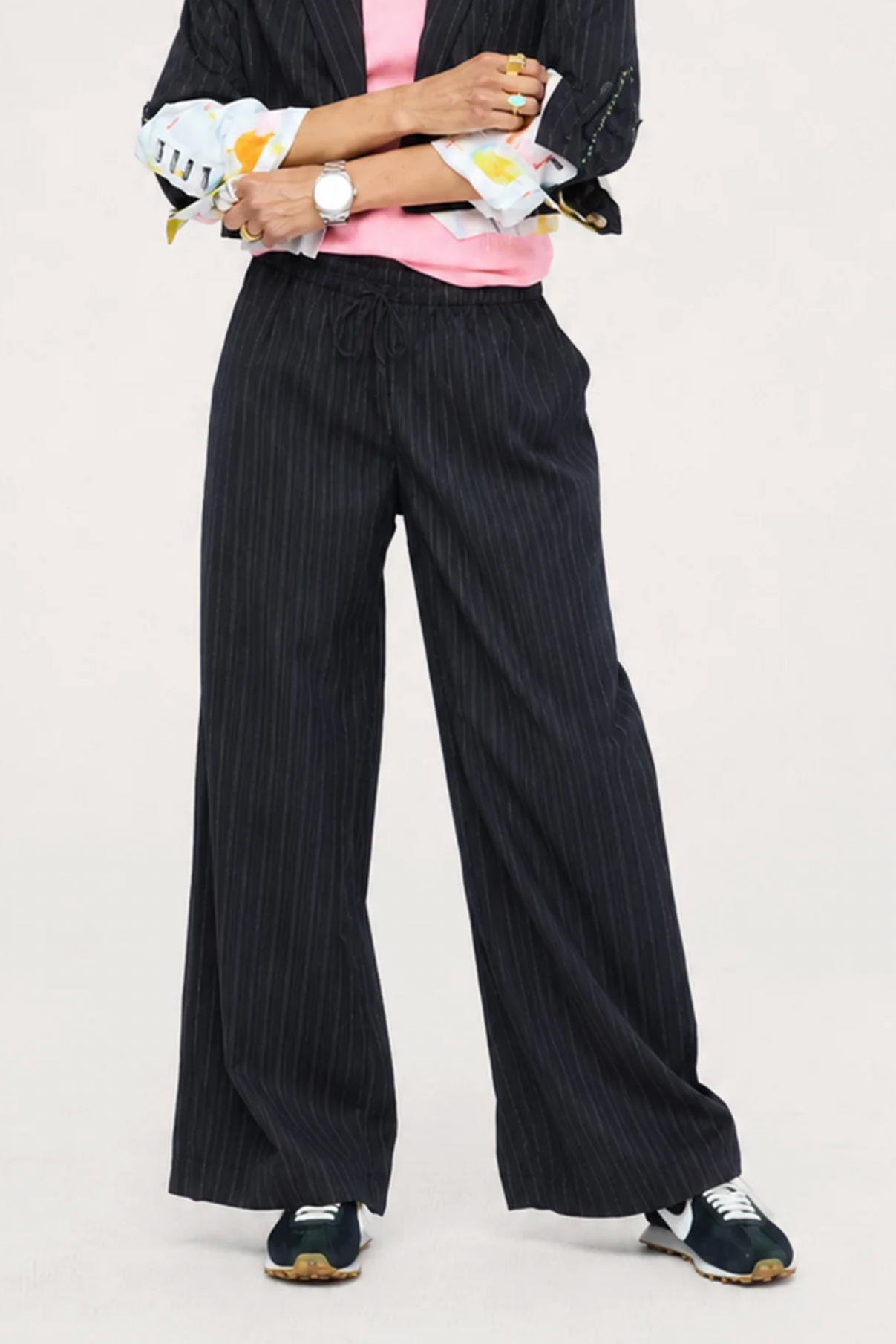 Palazzo Stripe Pant- Black/White
