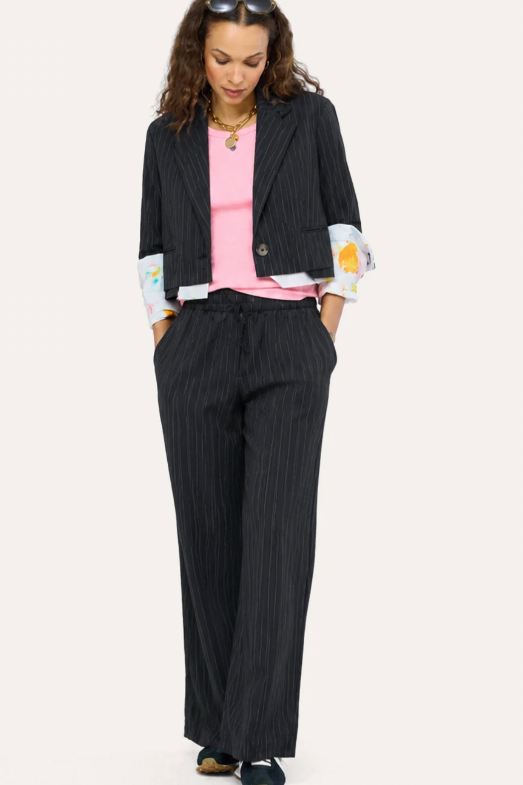 Palazzo Stripe Pant- Black/White