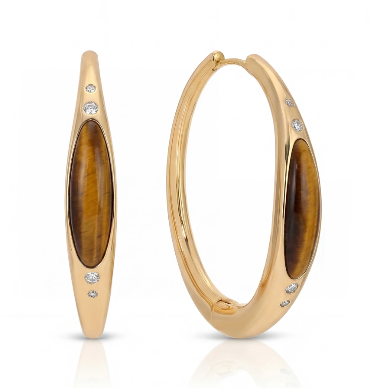 Tiger’s Eye Solstice Hoops