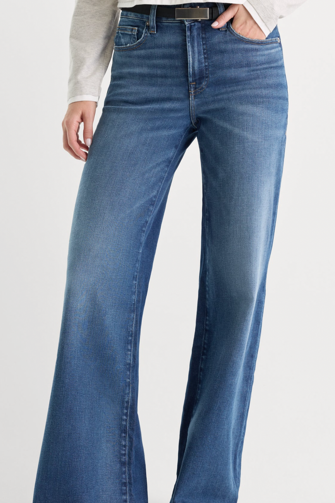 Soft Tech Good Waist Palazzo Jeans-Regular Length