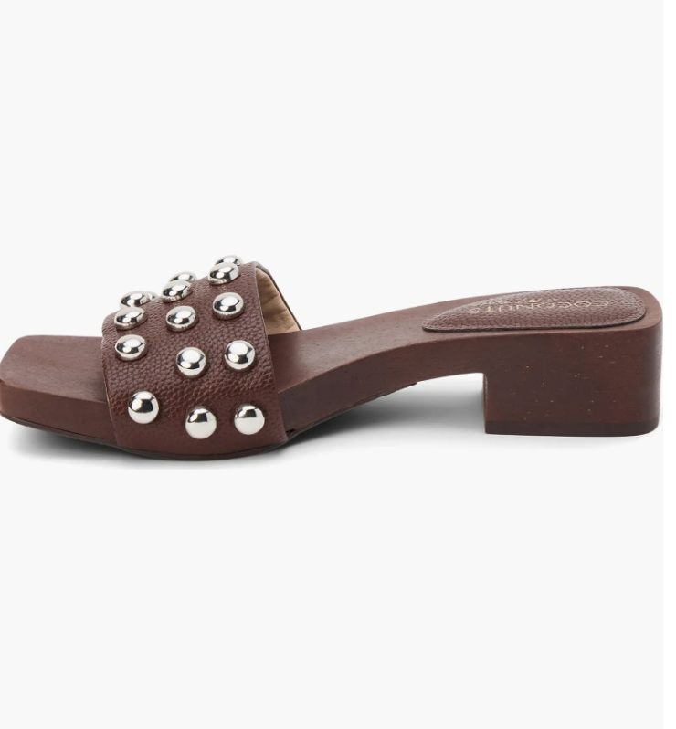 Fiora Studded Slide Sandal-Choco