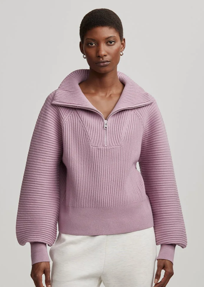 Reid Half Zip Knit- Smoky Grape