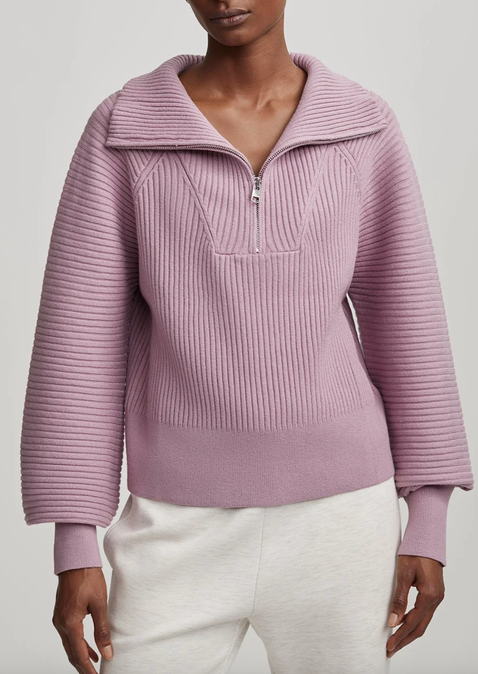 Reid Half Zip Knit- Smoky Grape