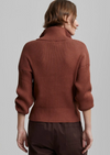 Janie Half Zip Knit Sweater- Brown Patina