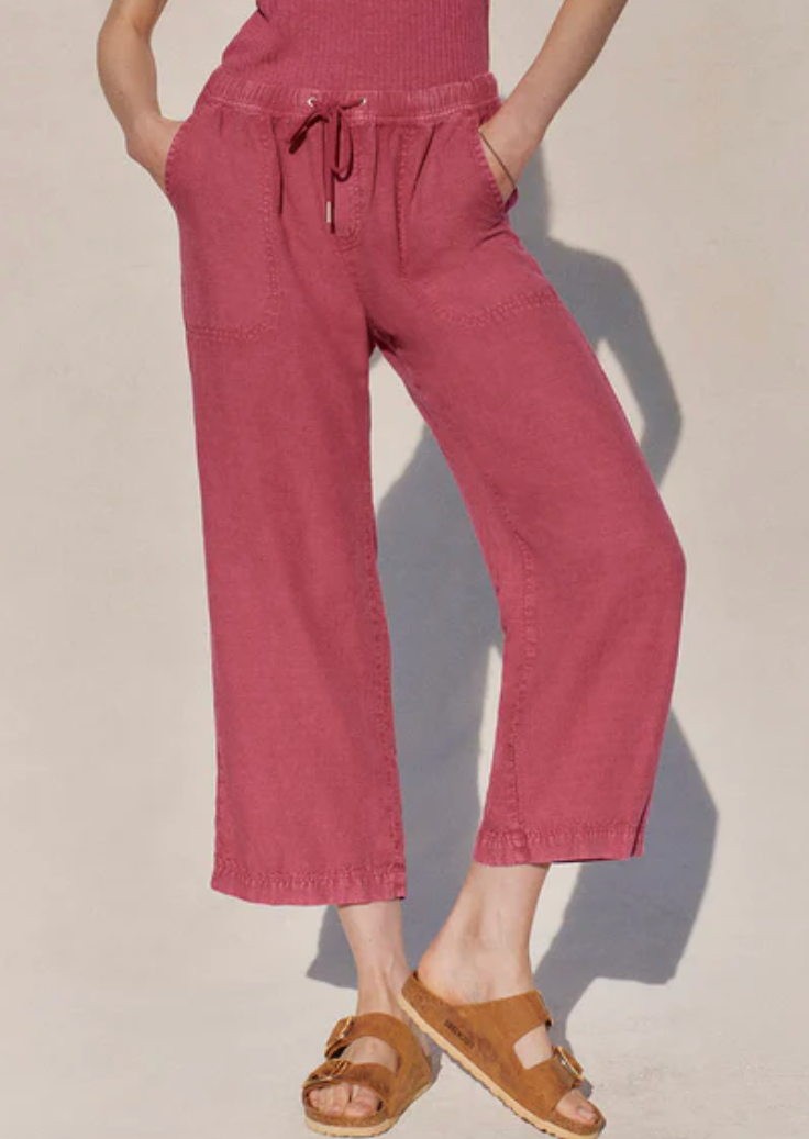 Angie Crop Wide Leg Pant- Rossa Red