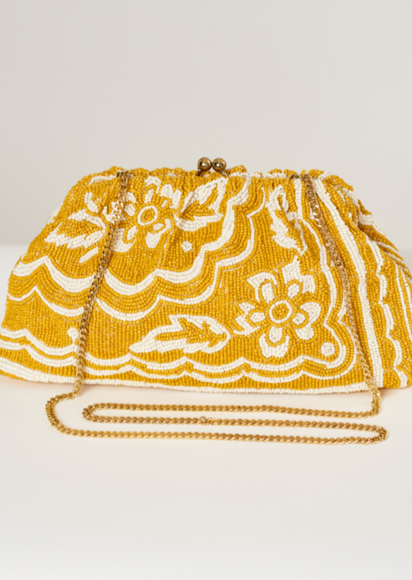 Sylvie Beaded Clutch- Mustard Yellow