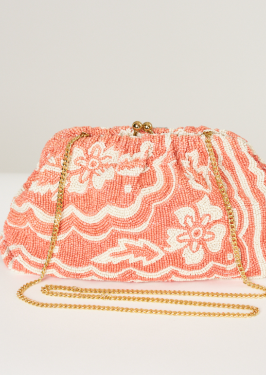 Sylvie Bead Clutch- Coral Pink