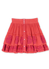 Mina Embroidered Mini Skirt- Coral