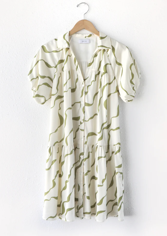Arita Easy Dress- Cream/Olive