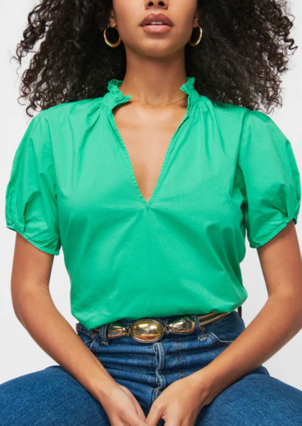 Rosanna Blouse With Ruffle- Island Time Green