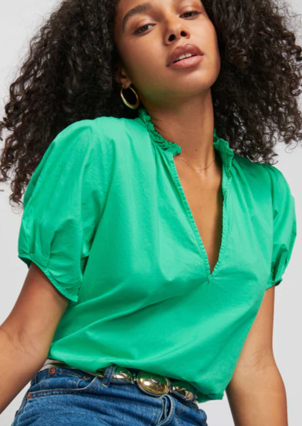 Rosanna Blouse With Ruffle- Island Time Green