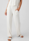 Terry Wide Leg Pant- Ecru