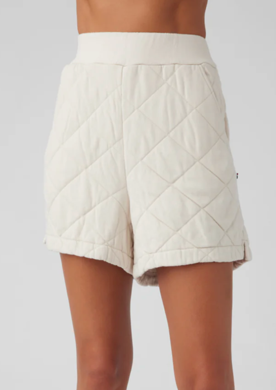 Quilted Midi Length Shorts- Ecru