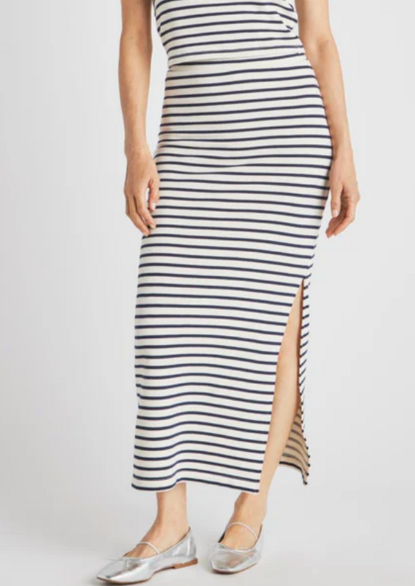 Whitney Stripe Maxi Skirt- Navy/White
