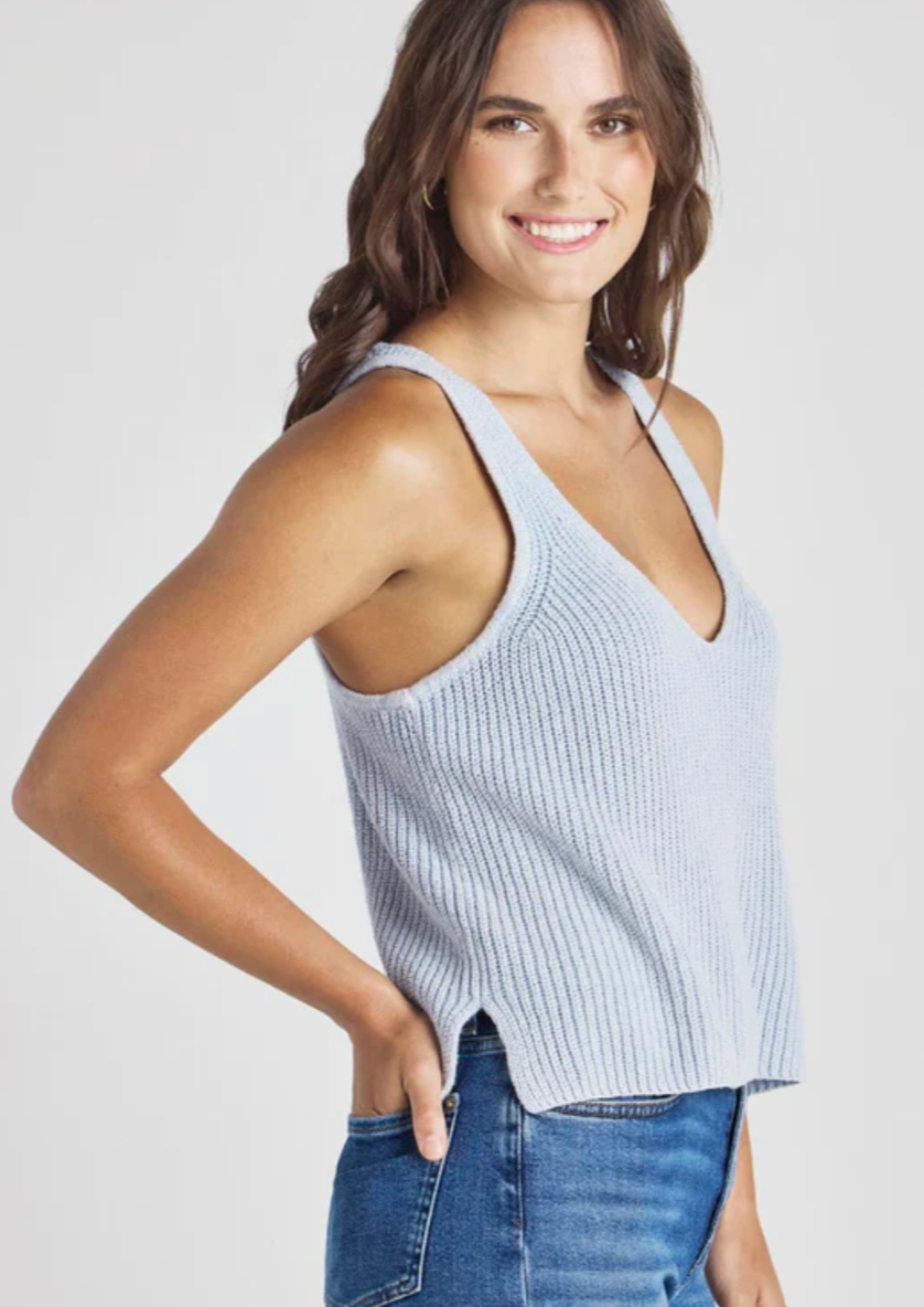 Deirdre Sweater Tank- Bleached Indigo