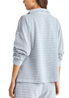 Bisous Quarter Zip Sweatshirt- Cerulean Blue/ White
