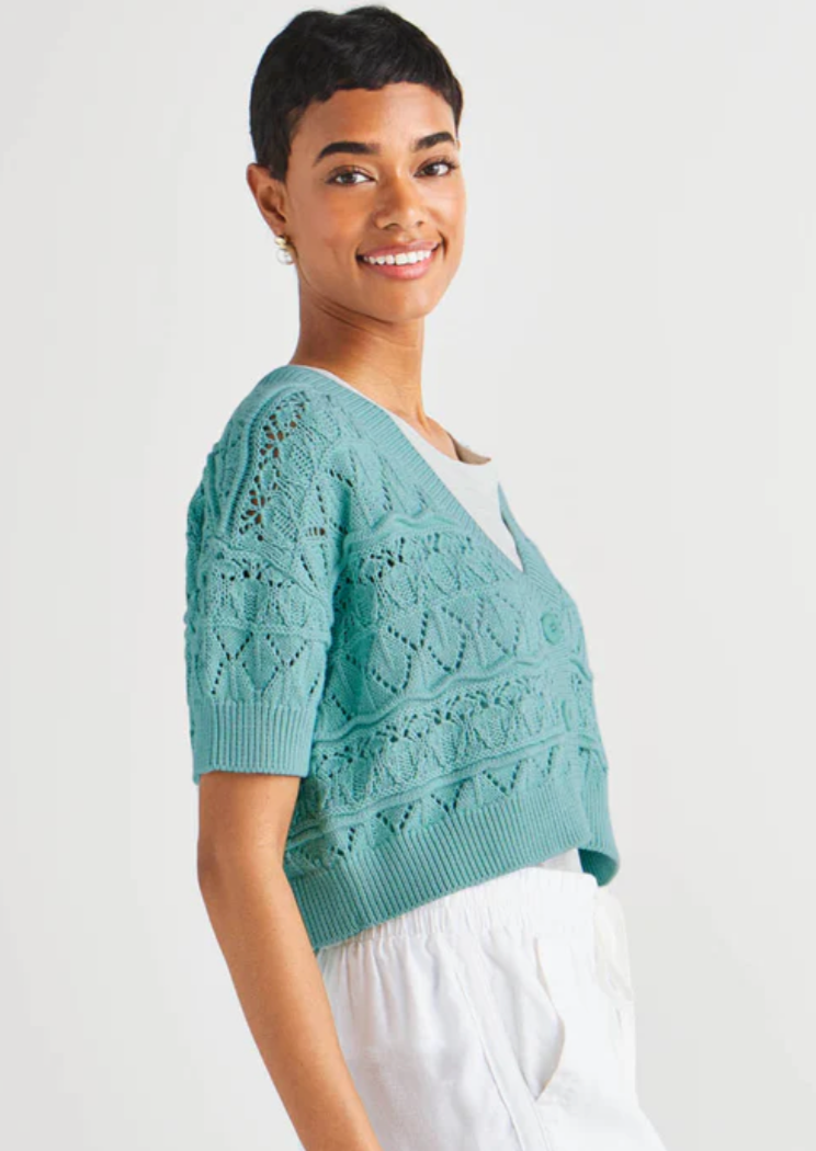 Brayden Short Sleeve Cardigan- Turquoise. ** FINAL SALE** AM