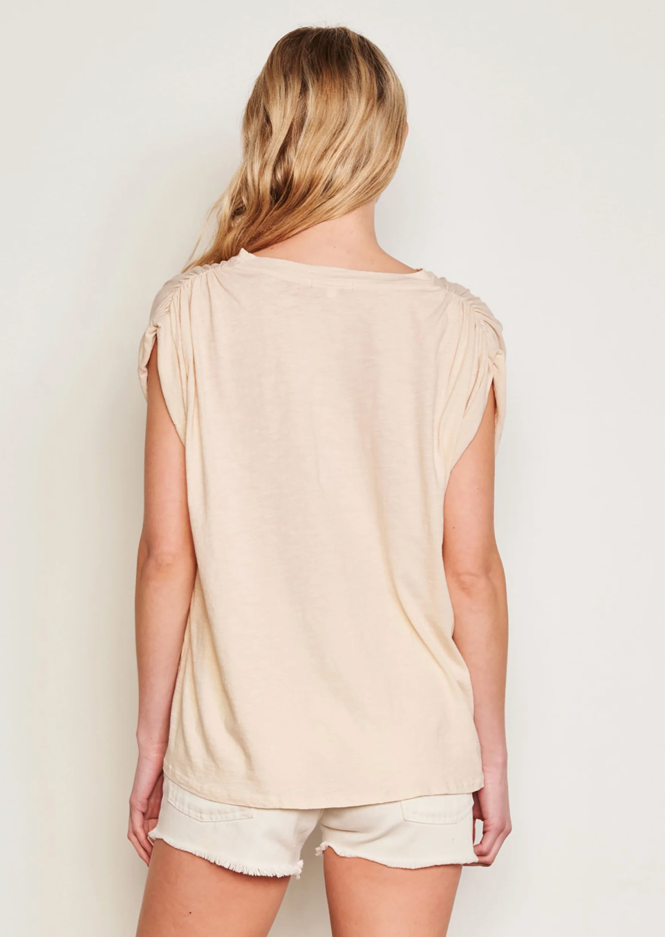 Shirred Muscle Tee- Natural Ivory