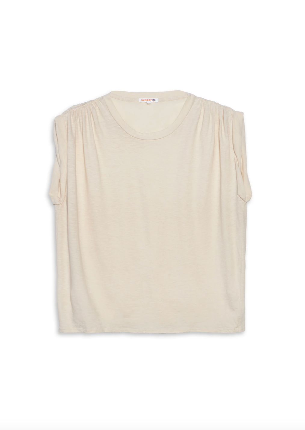 Shirred Muscle Tee- Natural Ivory