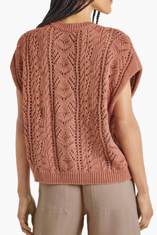 Darra Short Sleeve Knit Sweater- Teak