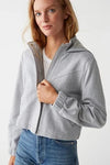 Mason Hooded Crop Jacket- Heather Grey