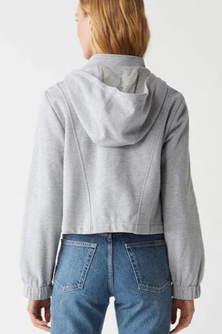 Mason Hooded Crop Jacket- Heather Grey