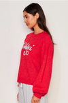 Merci Crew Neck Sweater- Flare Red