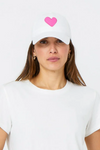 Imperfect Heart Hat- White/Lt Neon Pink