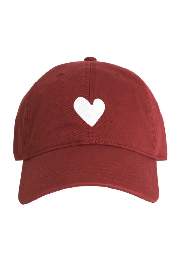 Embroidered Heart Hat- Red/White