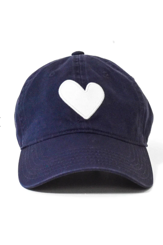 Heart Patch Baseball Hat- Indigo/White