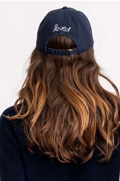 Heart Patch Baseball Hat- Indigo/White