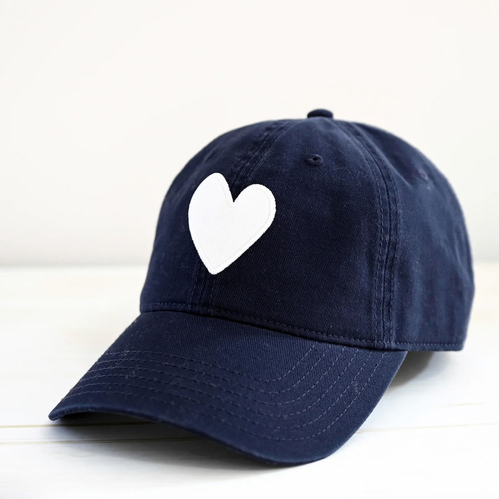 Heart Patch Baseball Hat- Indigo/White