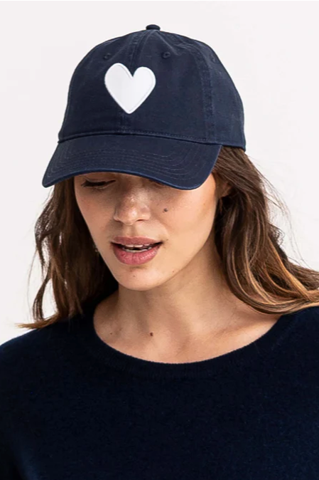 Heart Patch Baseball Hat- Indigo/White