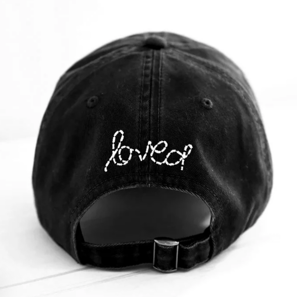 Heart Patch Baseball Hat- Black/White