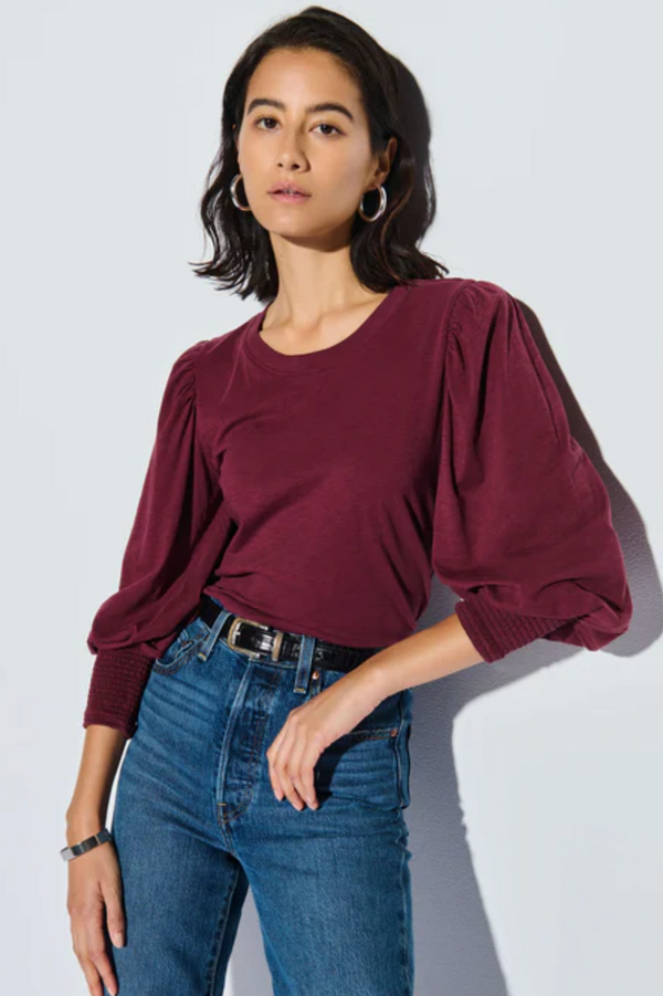 Loren Peasant Tee—Bordeaux