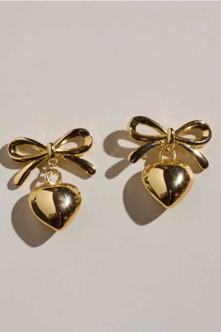 Bow &amp; Heart Drop Earrings