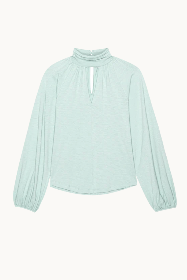 Rosalie Keyhole Blouse- Sea Frost