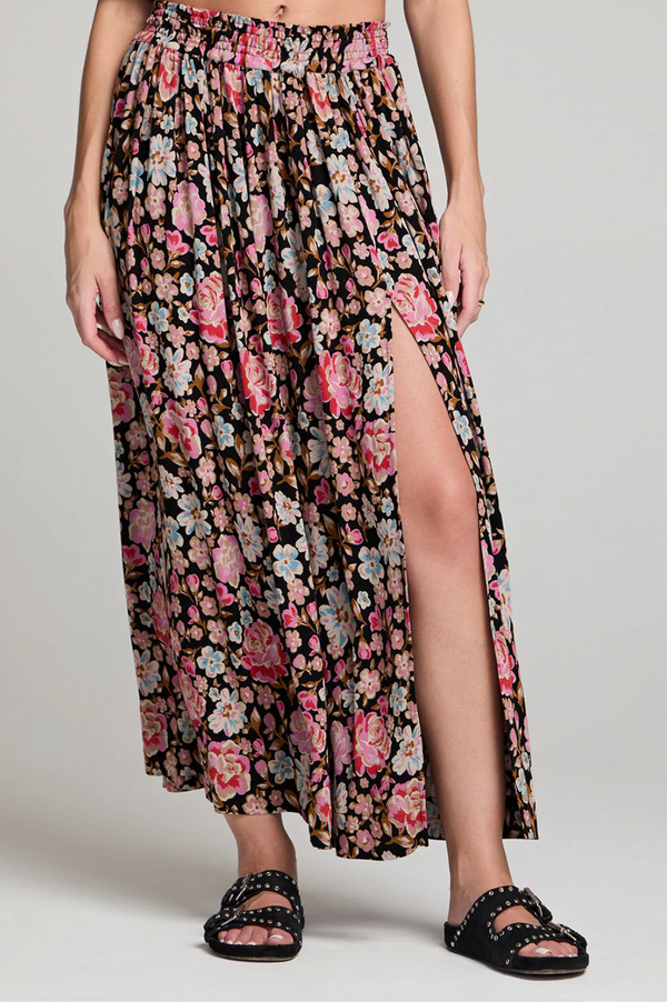 Delvine Maxi Skirt—Midnight Floral Fusion