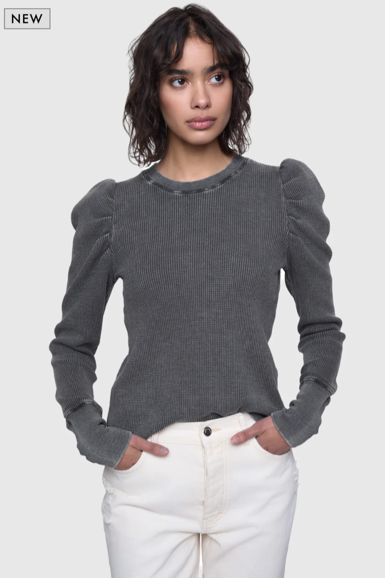 Astrid Puff Sleeve Top- Slate