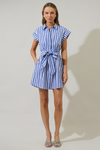 Samera Button Up Mini Dress- Blue Stripe