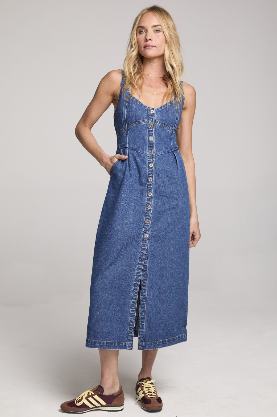 Casia Denim Midi Dress- Washed Indigo