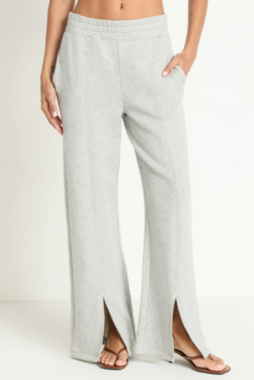 Lincoln Front Slit Knit Pant- Heather Grey