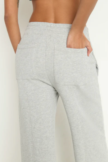 Lincoln Front Slit Knit Pant- Heather Grey